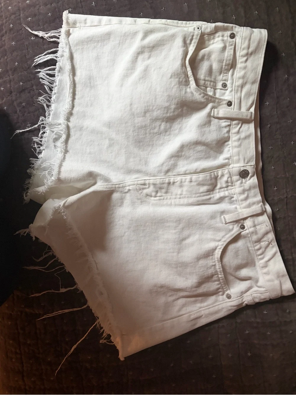 Madewell Women's White Denim Cutoff Shorts with button fly